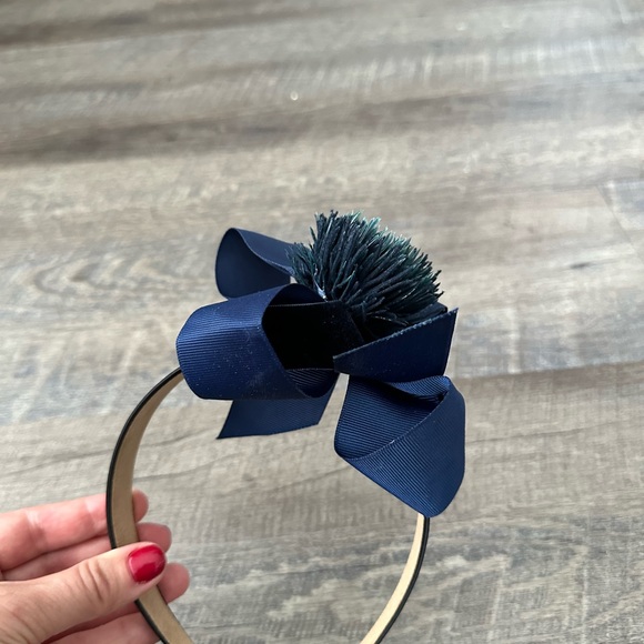 Handmade Designer Fascinator Headband With Blue Velvet Bow and Flower main image 10